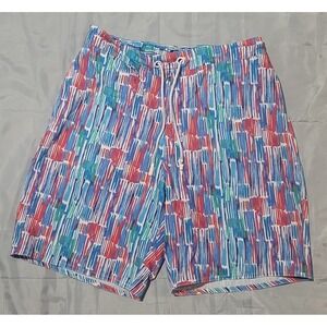 Johnnie O Swim Trunks Men's Large Color Burst Multicolor‎ Drawstring Mesh Lined